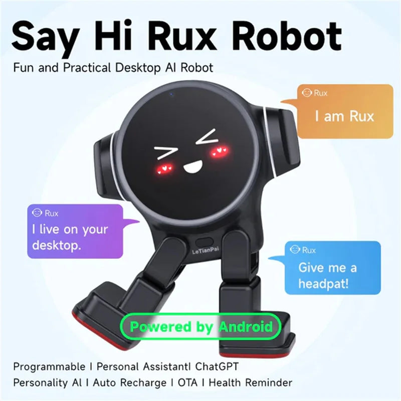 Original Rux Robot Smart Companion Ai Robot GPT Voice Fun Desktop Pet White