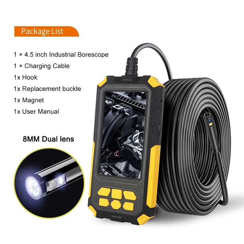 1080P Inspection Camera 4.3" Screen Endoscope 6 LEDs Car or Sewe