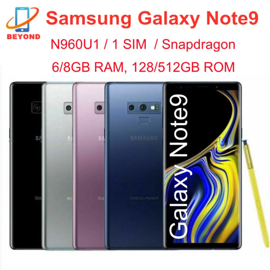 4G Samsung Galaxy Note9 Android Phone N960U1 128/512gb HD 6/8gb Snapdragon